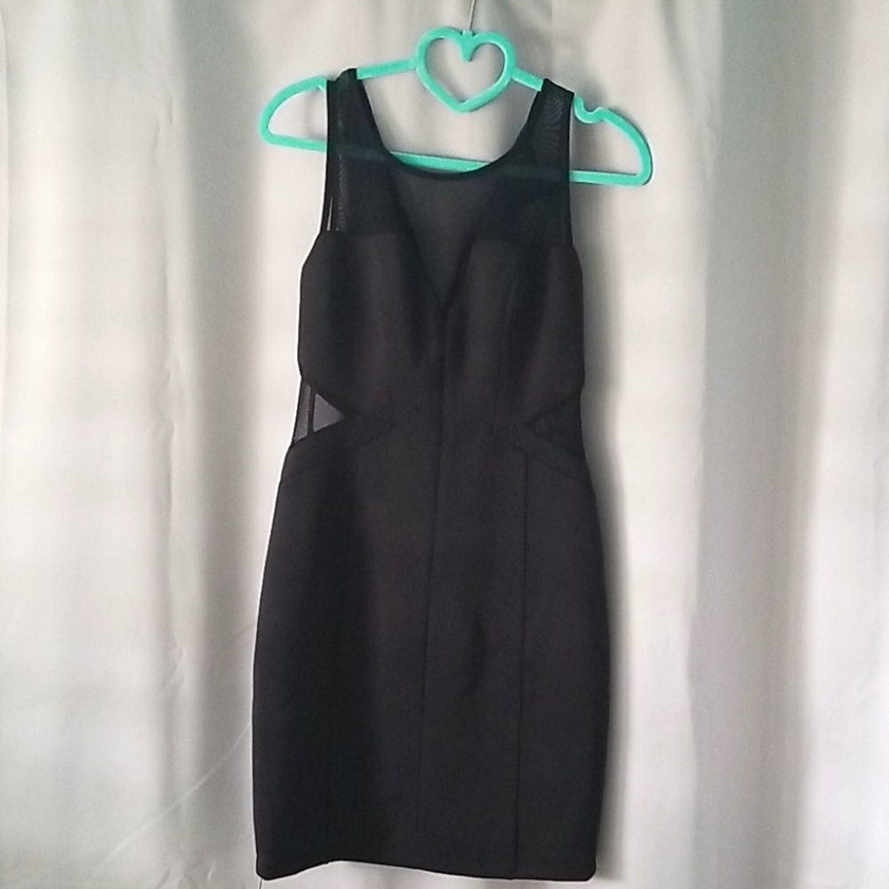 Guess Black Mesh Bodycon Dress